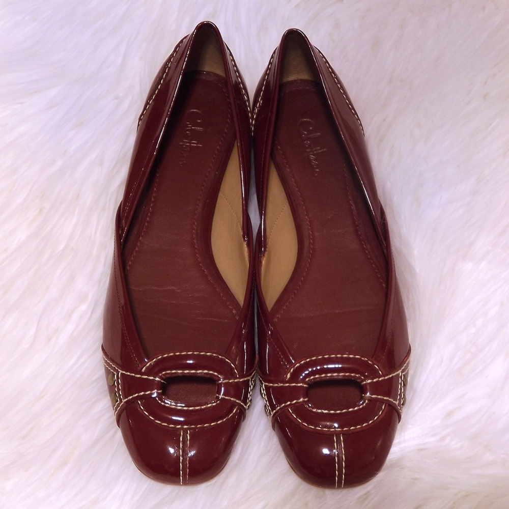 Cole Haan red patent leather flats, size 8.5